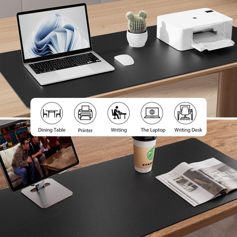Aothia Non-Slip Waterproof PU Leather Desk Pad Protector for Mouse, Writing Desk, Office, Home, Laptop Blotter, 23.6" x 13.7", Black - Image 5
